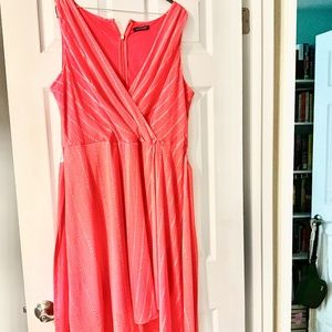 Tommy Hilfiger sleeveless Handkerchief dress, 16W, coral color